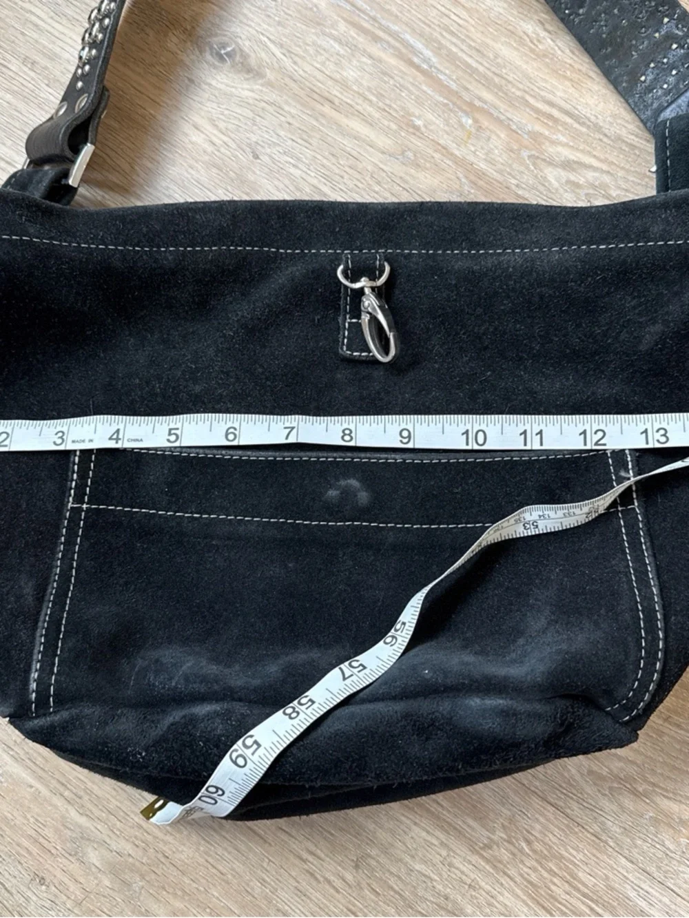 Vintage Tylie Malibu Black Suede Shoulder Bag with Studded Strap - Picture 7 of 8